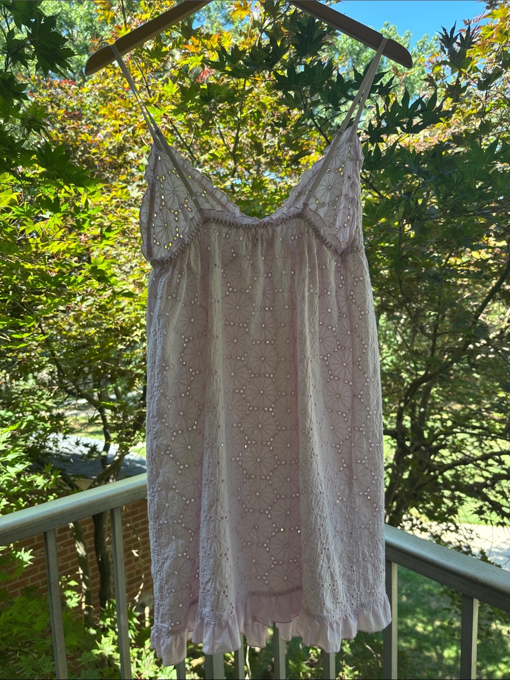 Vintage Y2K Victoria’s Secret Angel Eyelet Babydoll Cotton Mini Dress Slip Lilac - Picture 6 of 17